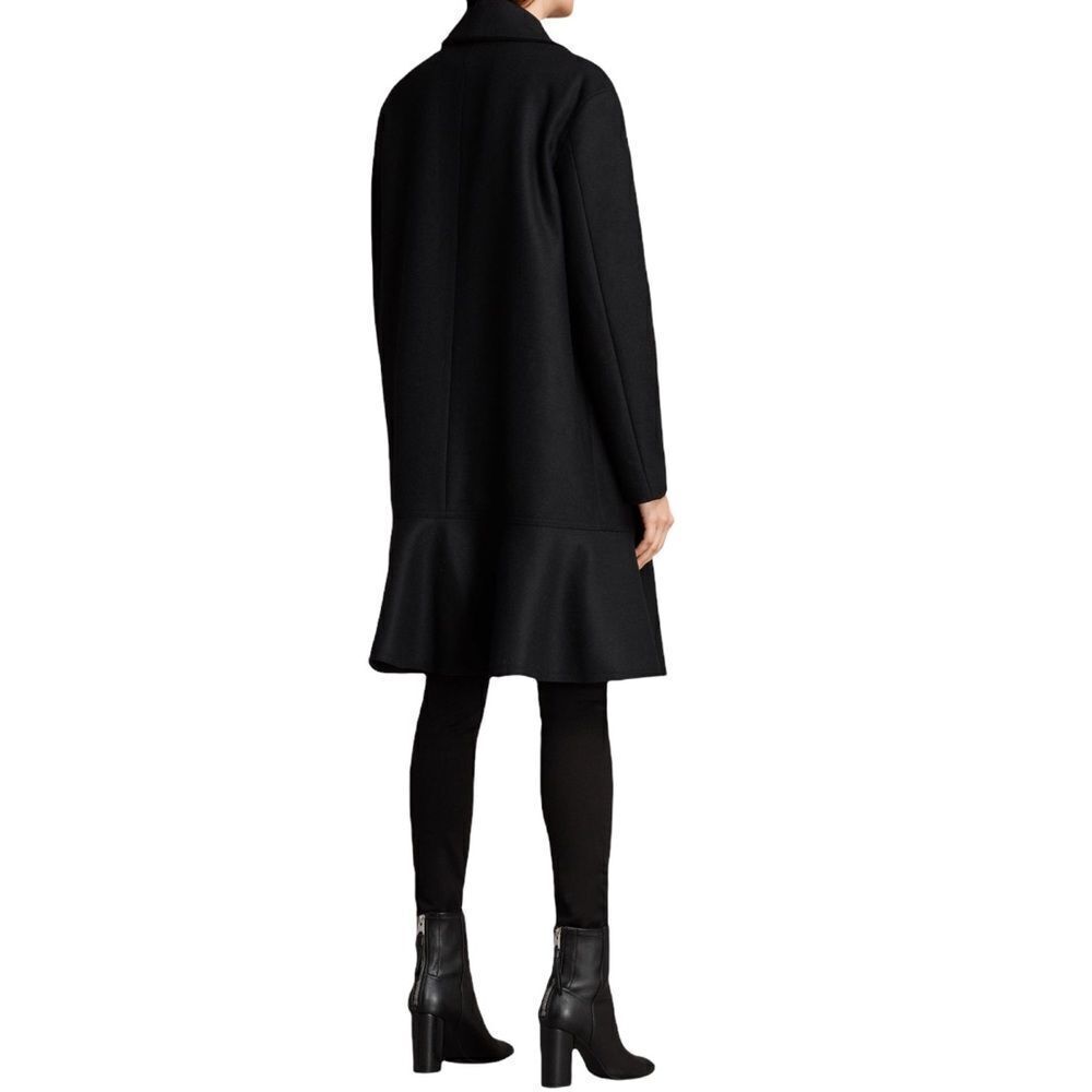 Allsaints Grace Black Italian Wool Blend Coat Size XS - Picture 3 of 14